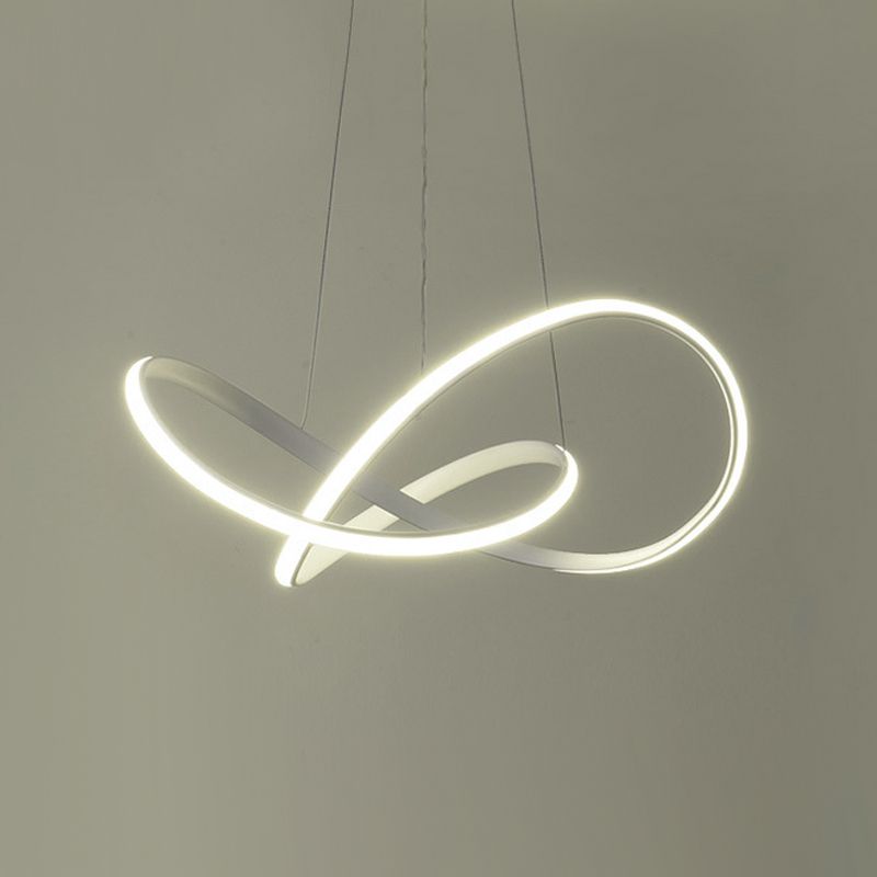 White Linear Chandelier Lamp Modern One Light LED Chandelier Light for Bedroom