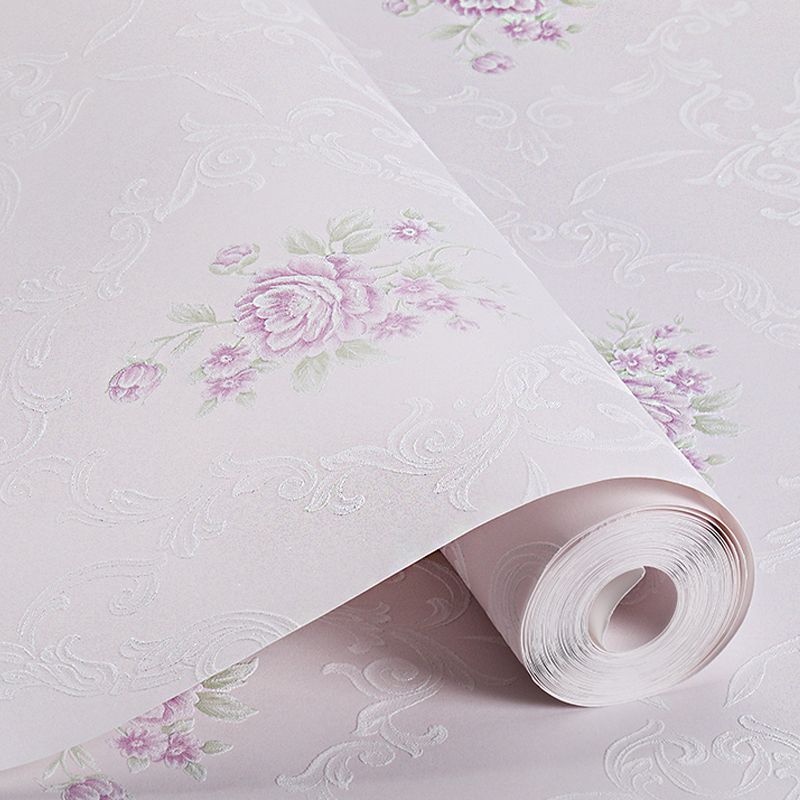 Countryside Flower Peony Wallpaper Light-Color Stain Resistant Wall Art for Bedroom