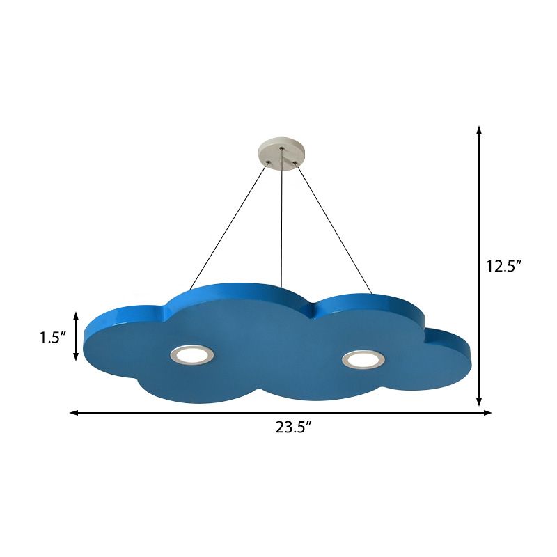 Cartoon Style Cloud Chandelier Lighting Metallic 12.5"/19.5" W LED Living Room Pendant Lamp in Yellow/Orange