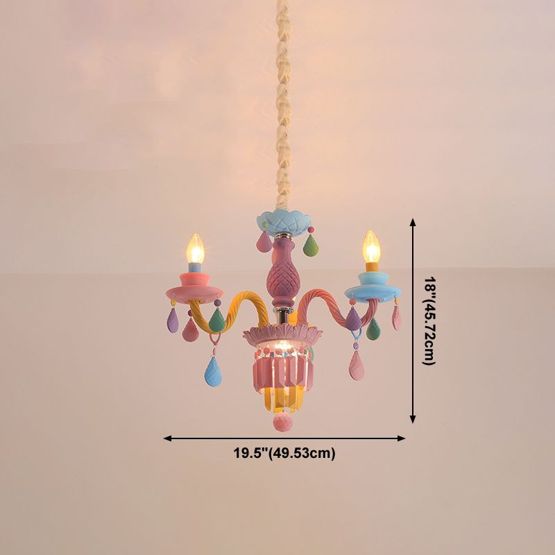 Multi Head Macron Candle Chandelier Glass Chandelier Lighting Fixtures for Bedroom