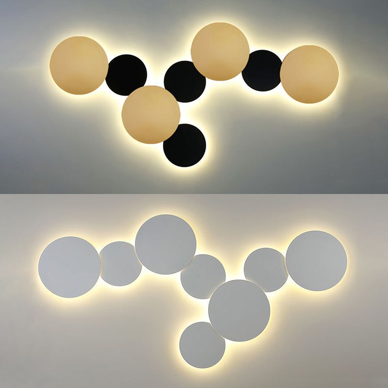 Round LED Wall Mount Light 1-Light Wall Sconce Light with Iron Shade for Living Room