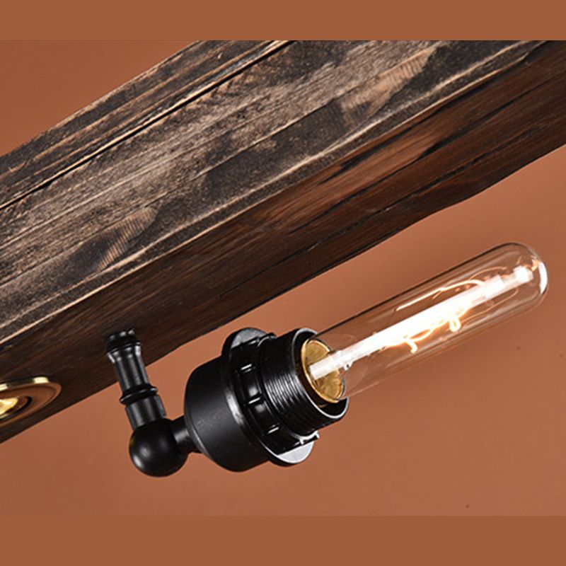 Antique Bronze Wood Linear Island Ceiling Lights Industrial Hanging Lights for Dining Room