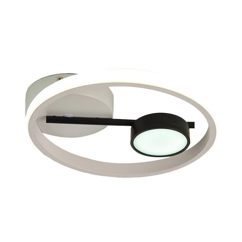Round Ceiling Mounted Contemporary Metal Black and White/Black and Gold LED Flush Light, Warm/White Light