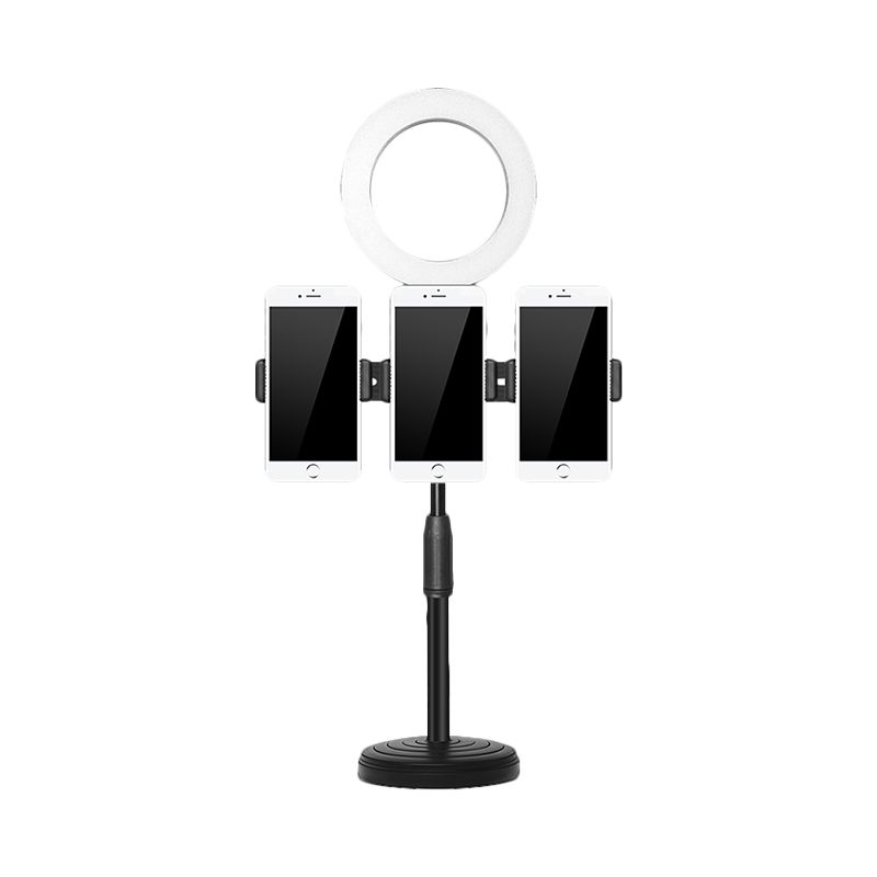 Phone Support LED Fill Flush Lamp Modern Black Finish USB Vanity Light with Round Metal Shade