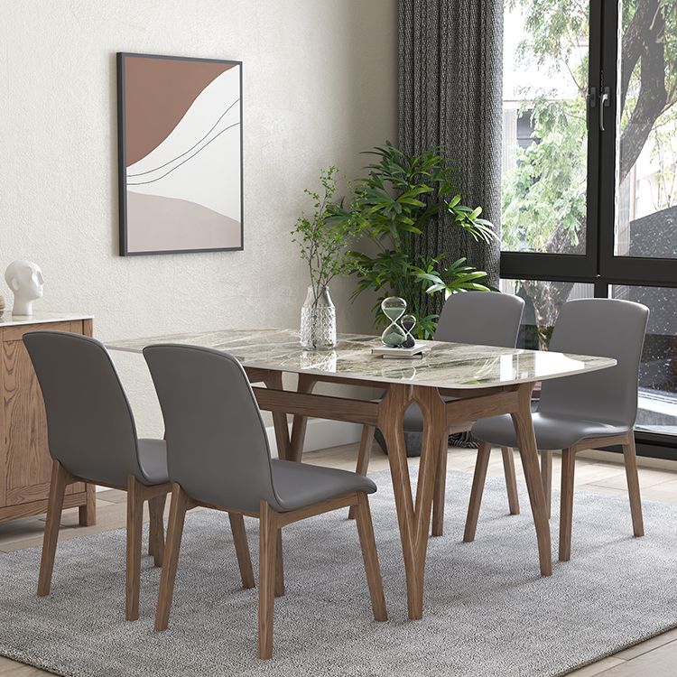 Sintered Stone Top Rectangle Table for Restaurant Modern Dining Table with Ash Wood 4 Legs