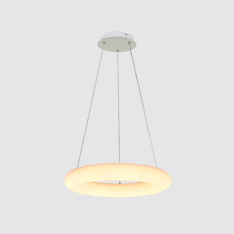 Plafond anneau de vésicule blanc lustre minimaliste LED acrylique suspendu suspendu sur la table, 12 "/ 16" W