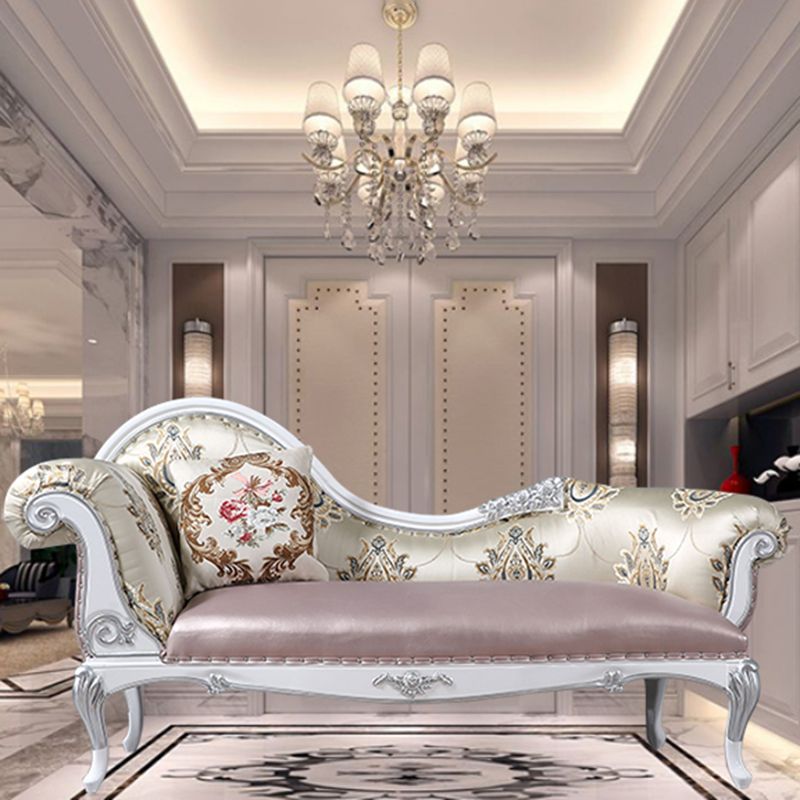 Glam Upholstered Chaise Lounge Couch Rolled Arms Chaise Lounge Chair