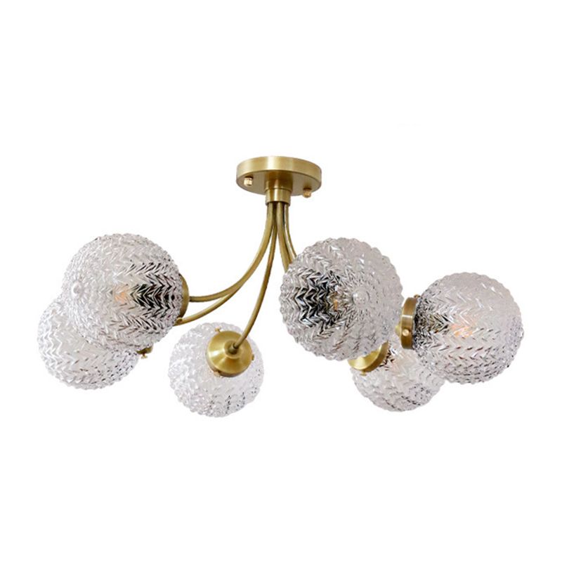 Glass Ball Shape Flush Mount Light Modern-Style Multi Lights Flush Ceiling Light in Brass