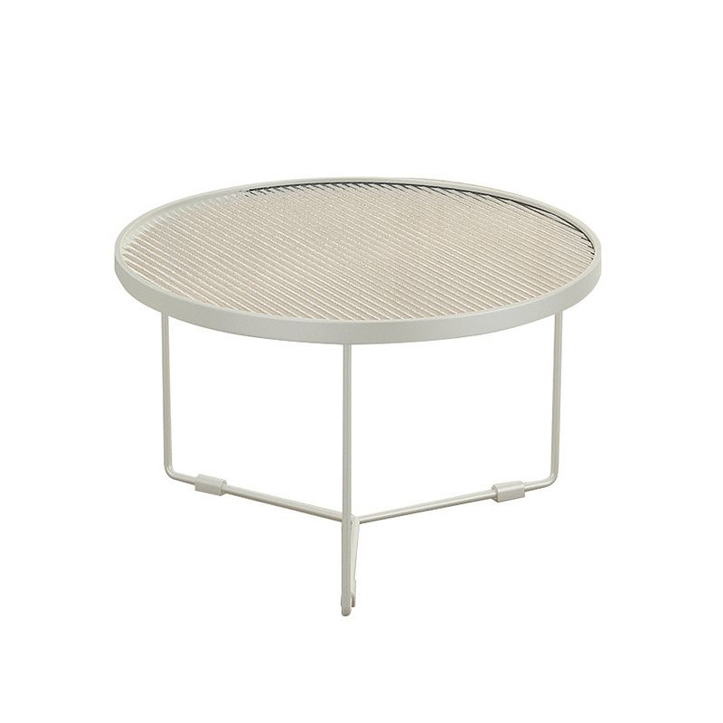 Modern Style Tempered Glass Top White/black Iron Base Round Coffee Table