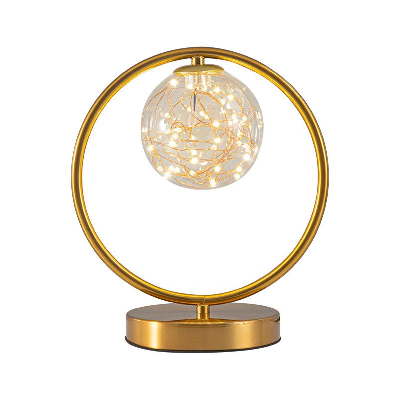 Ball Clear Glass Table Lamp Modern Starry LED Nightstand Light for Living Room