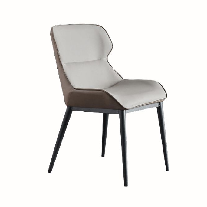 Industrial Low Back Dining Chairs Faux Leather Armless Side Chair