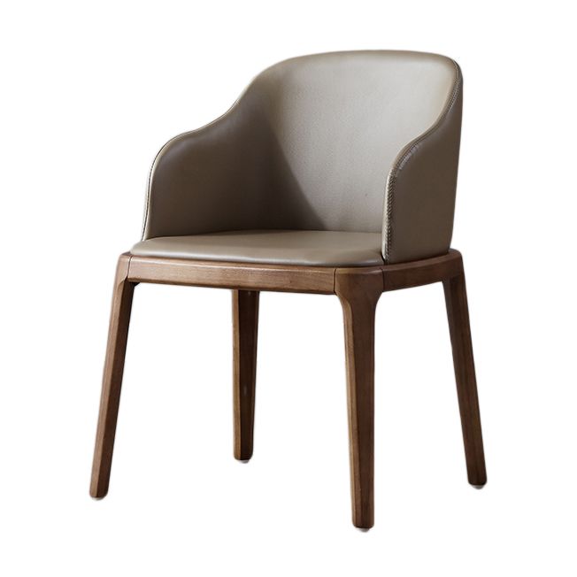 Modern Dining Chair Solid Back Side Chair with 4 Wood Legs for Home Use