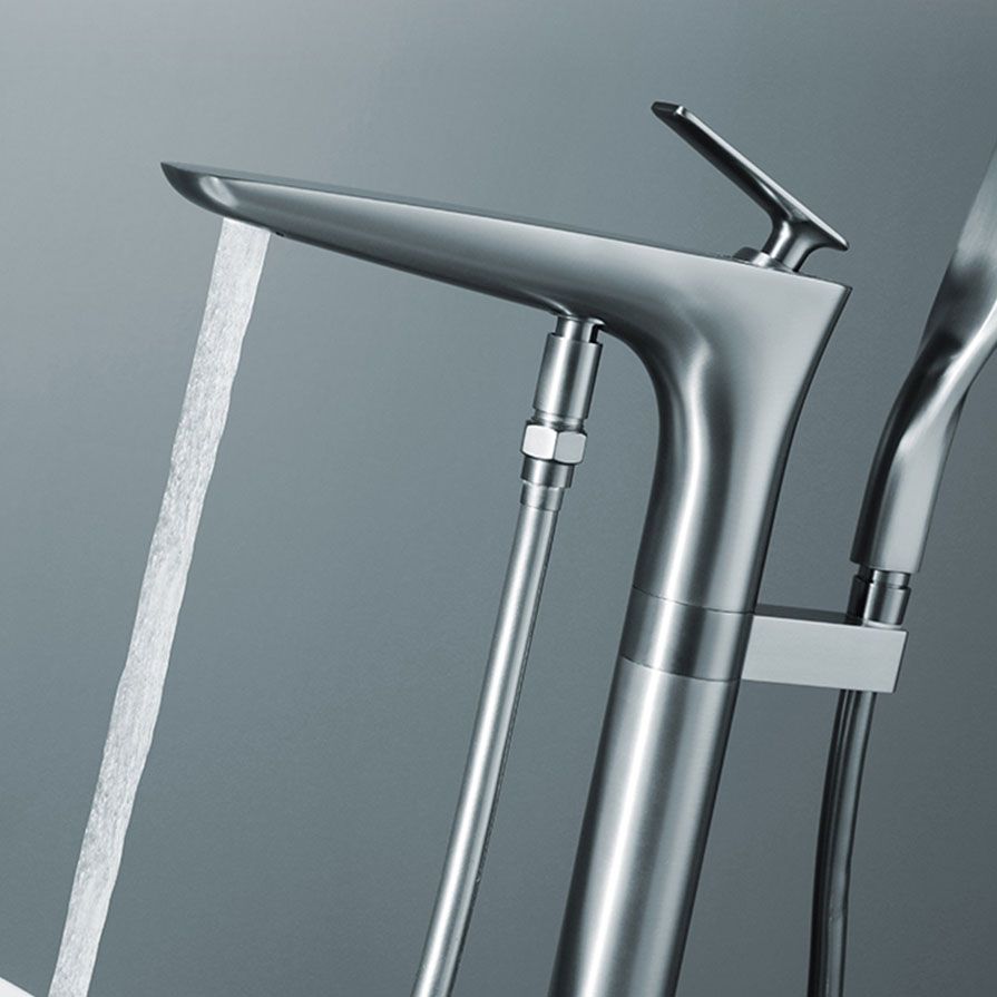 Contemporary Bathroom Faucet Floor Mounted Copper Free Standing Tub Filler Faucet