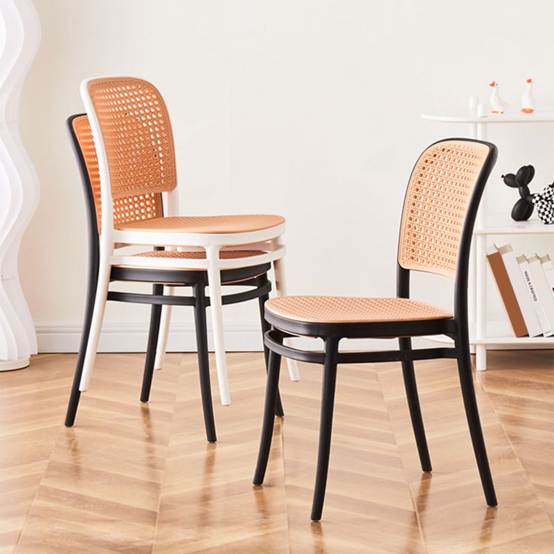 Brown Stacking Outdoors Dining Chairs Tropical Plastic Patio Dining Chair