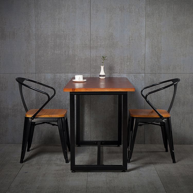 Fixed Industrial Dinette Set 1/3 Pcs Brown Solid Wood Furniture for Home