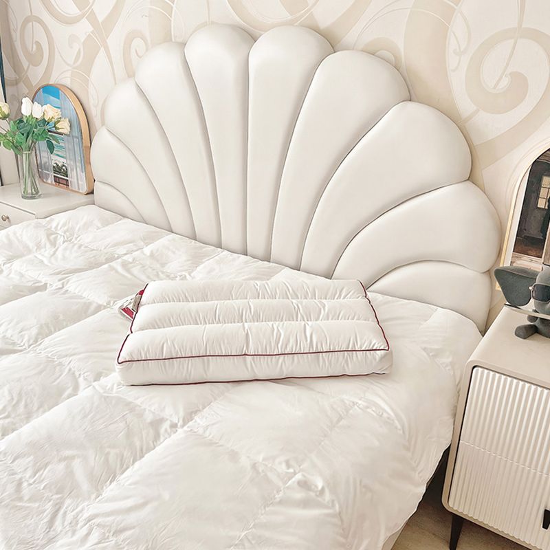 Contemporary Genuine Leather Standard Bed Frame Upholstered Headboard