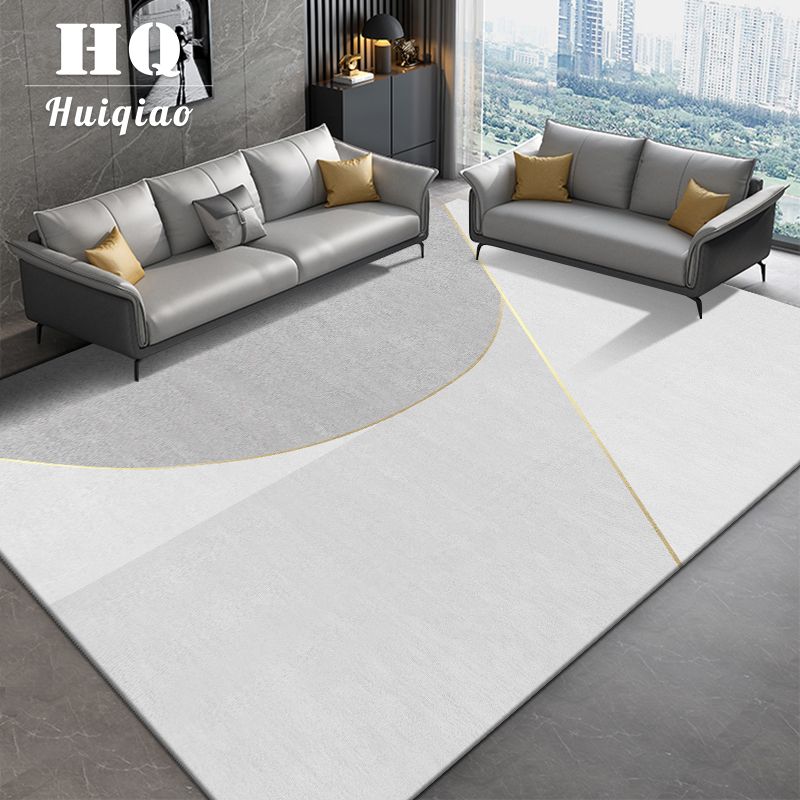 Grey Modern Carpet Geometric Pattern Polyester Area Carpet Stain Resistant Rug for Home Decor