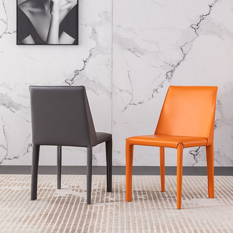 Moderner Restaurant-Beistellstuhl aus Sattelleder, Parsons-Esszimmerstuhl mit mattem Finish (2er-Set)