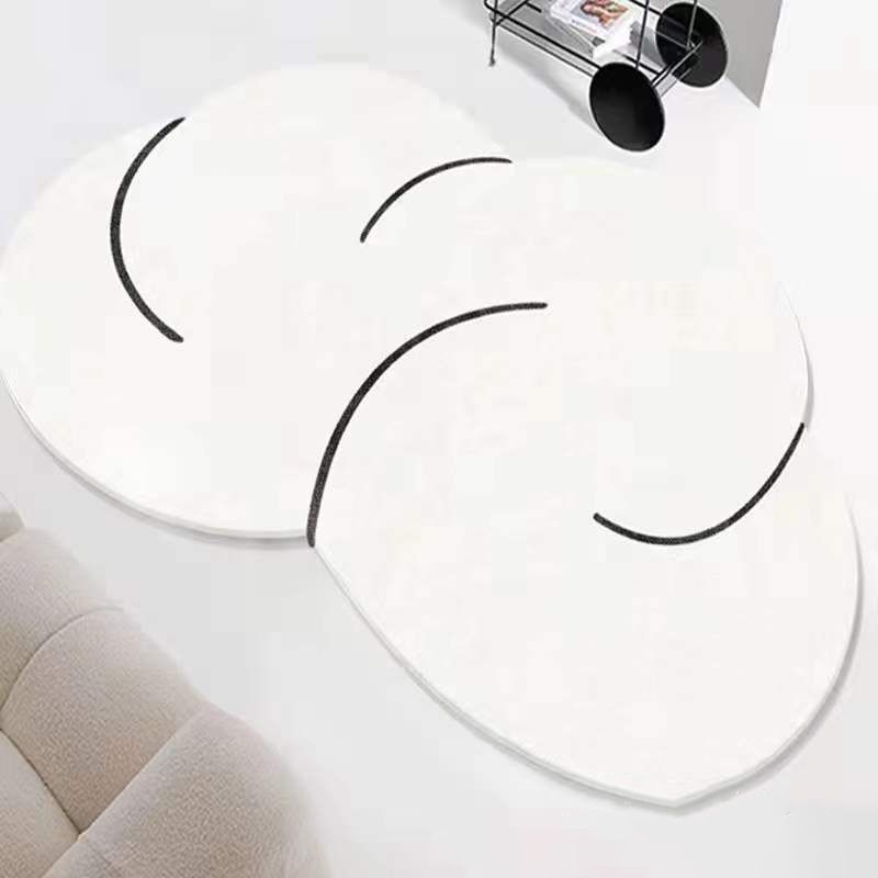 White Casual Rug Polyester Line Indoor Rug Non-Slip Backing Rug for Home Decor