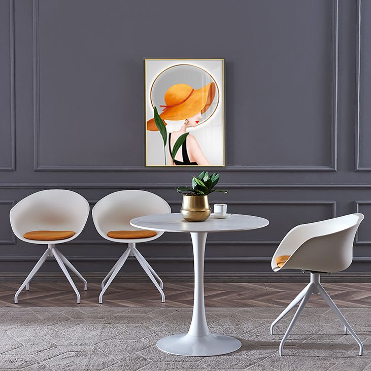 Round Sintered Stone White Dining Table Minimalist Tulip Base Table for Dining Room