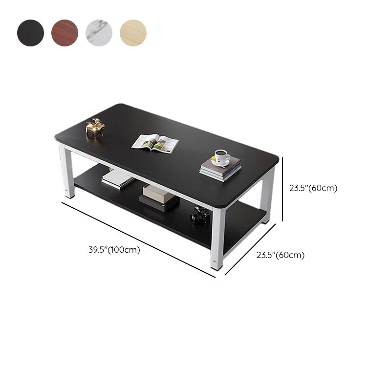 Round Wooden Coffee or End Table Iron Pedestal Base with Storage