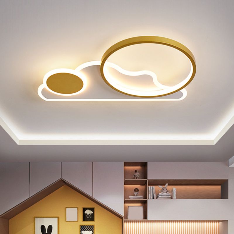 Cloud and Circle Bedroom Flush Ceiling Light Fixture Acrylic LED Simplicity Ceiling Mounted Fixture