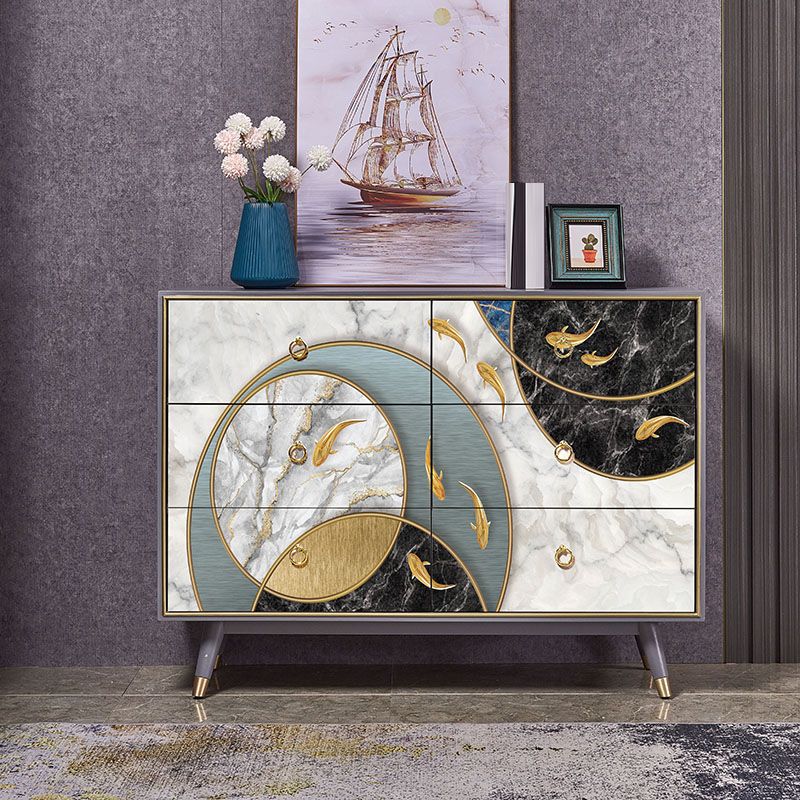 Wooden Storage Chest Dresser Classic Glam Storage Chest with Drawers