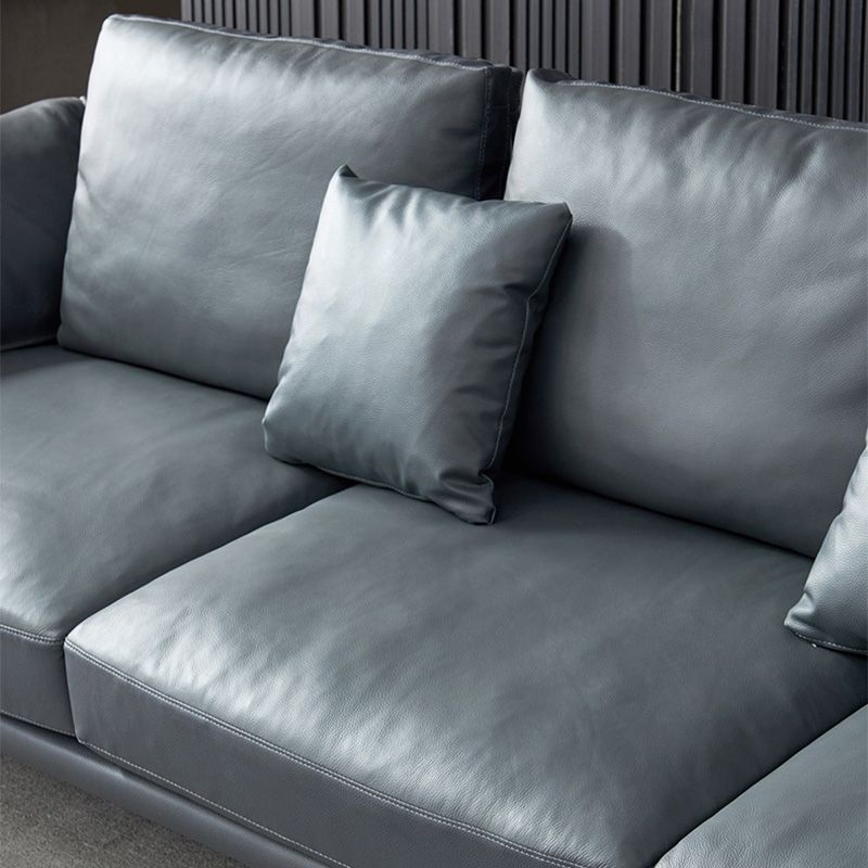Contemporary Dark Grey Sofa with Bolster Pillows for Living Room