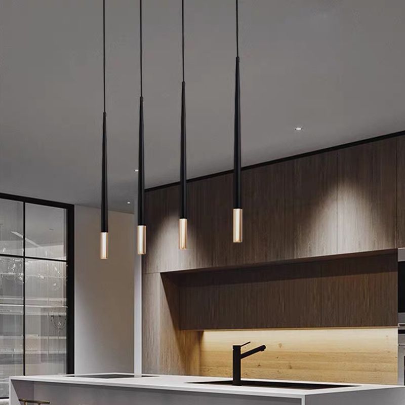 Contemporary Minimalism Style LED Hanging Light Height 24.8" Tapered Aluminum Suspension Lamp for Kitchen Bar