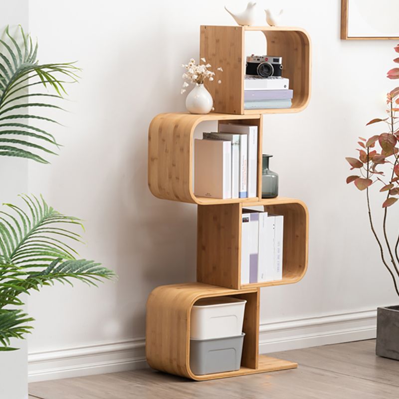 Vertical Contemporary Bamboo Bookcase Open Back Bookshelf for Home