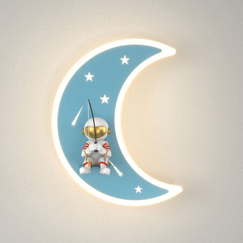 Moon Shape Wall Mount Light Children LED Wall Light with Acrylic Shade for Bedroom