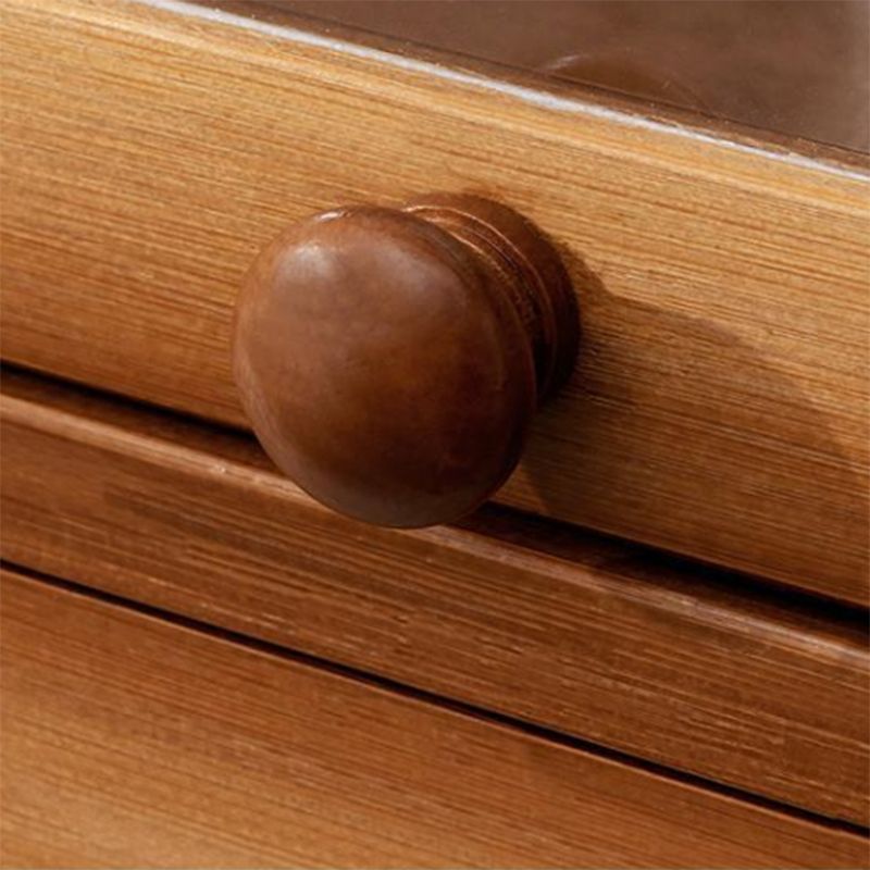 Contemporary Glass Doors Display Stand Bamboo Hutch Buffet with Doors