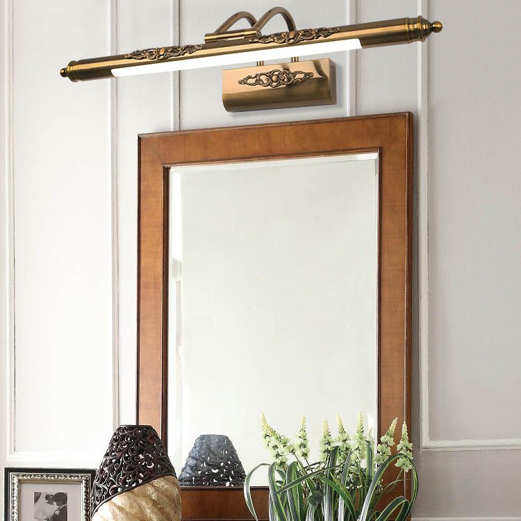 Luci da parete lineare Mid Century Metal 1 Light Sconce Light Aibrowture in oro