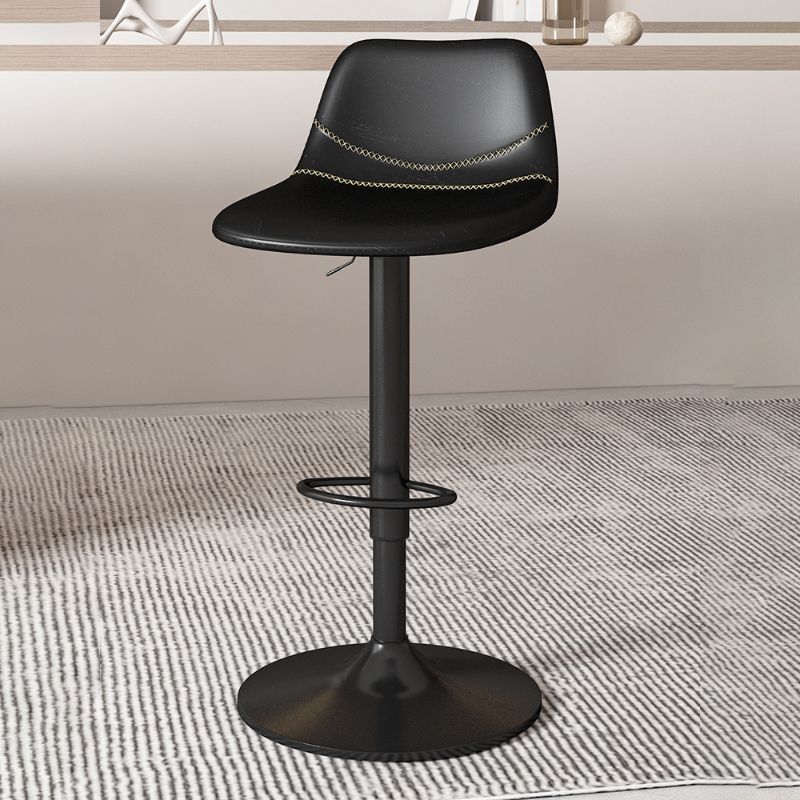 Contemporary Adjustable Height Swivel Armless Bar Stool with Metal Base