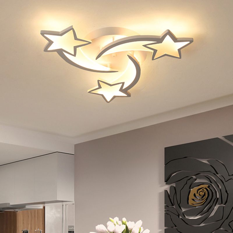 Meteor LED Flush Mount Ceiling Light Modern Acrylic White Flush Light Fixture for Living Room