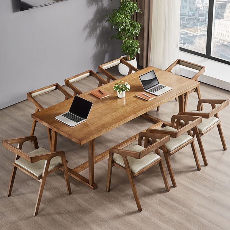 Mesa de comedor blanca de madera maciza rectángulo Simplicidad Mesa base de caballete para comedor
