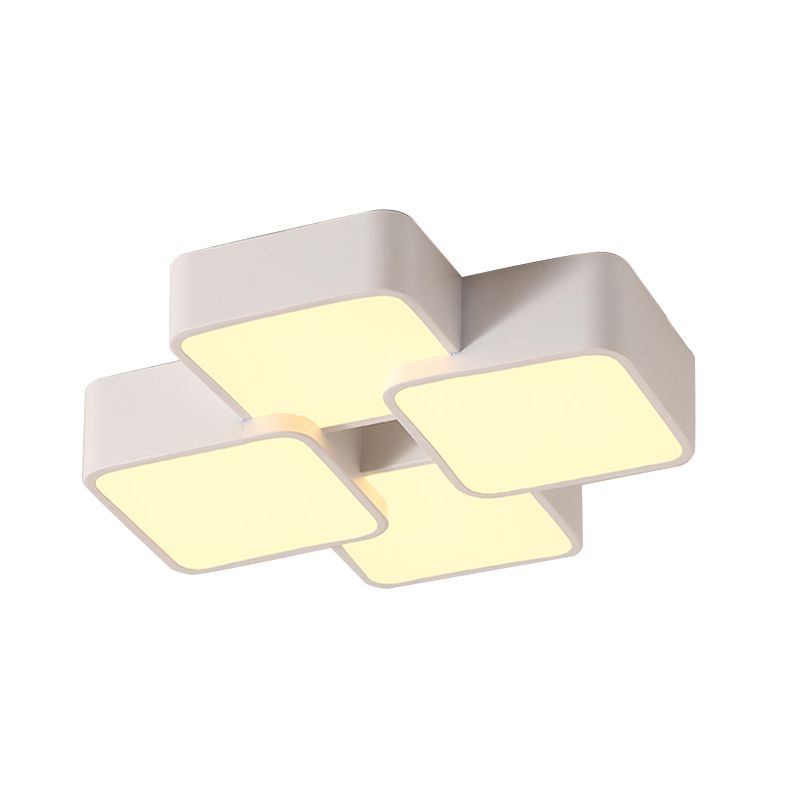 Diseño Cuadrado Vaciado de luz de techo Acrílico Modernista 4/6 Luces Acabado blanco Vaciado de luz fija en luz cálida/blanca