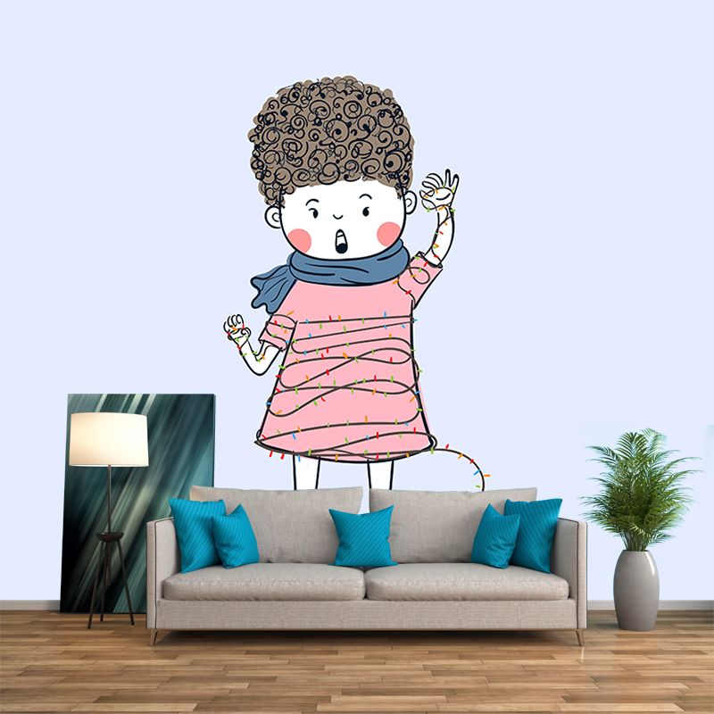 Environment Friendly Wall Mural Wallpaper Cartoon Characters Sitting Room Wall Mural