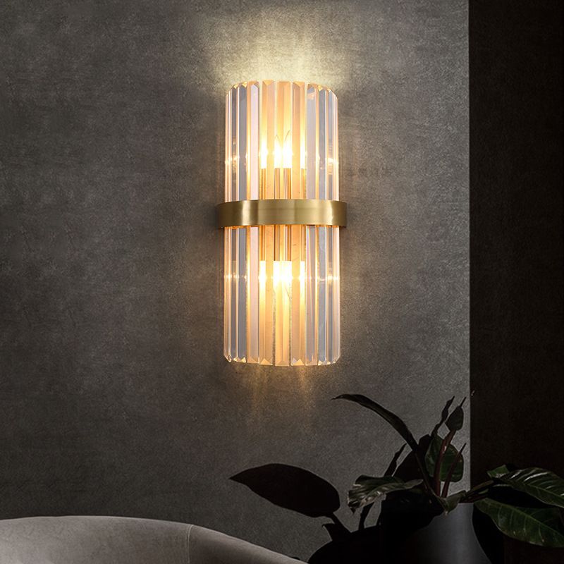 Post-Modern Wall Sconce Gold Wall Light Fixture with Crystal for Bedroom