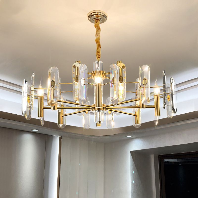 Modern Luxury Hanging Light Crystal Geometric Chandelier for Living Room