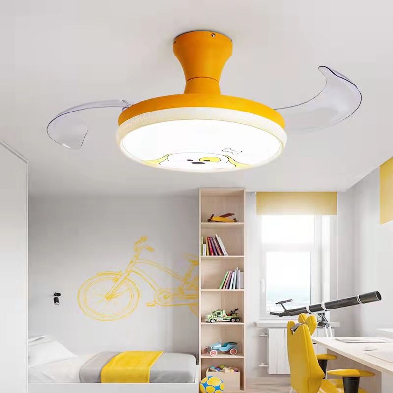 Round Study Room plafondventilator licht metallic macaron -stijl LED Semi Flush Mount Lighting