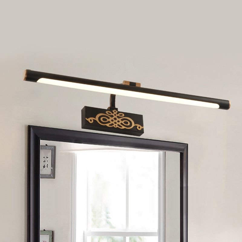 Black Elongated Vanity Light Fixture Classic Metal LED Bathroom Sconce Lamp in White/Warm/Natural Light, 16"/20"/24" L