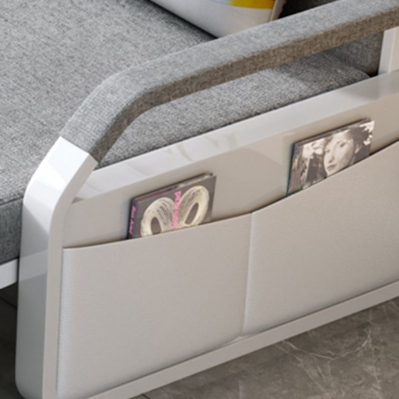 33.46" Wide Sleeper Sofa Light Gray Linen Sofa Bed with Storage