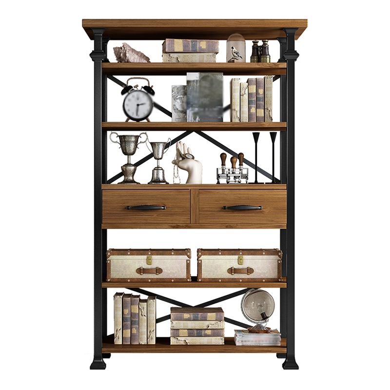 Industrial Style Bookshelf Open Shelf Bookcase with Drawer Storage