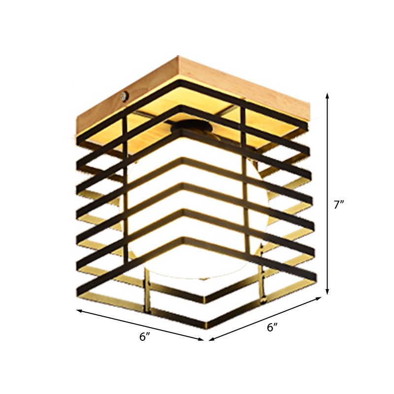Lámpara colgante de montaje empotrado cuadrado negro/blanco, lámpara de montaje en techo de 1 luz Simple de Metal para pasillo