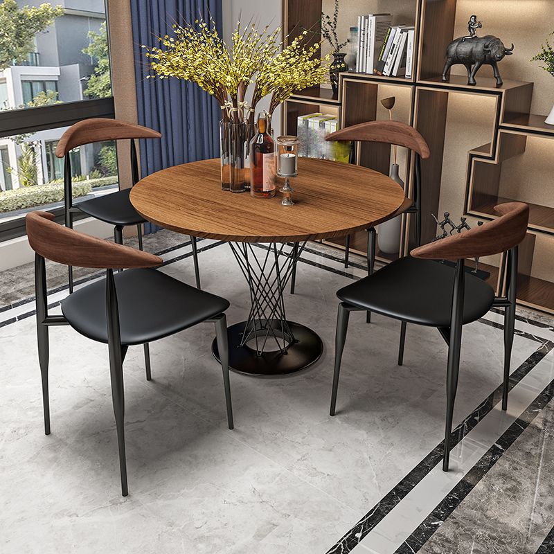 Modern Style Faux Leather Chair Open Back Armless Dining Chair