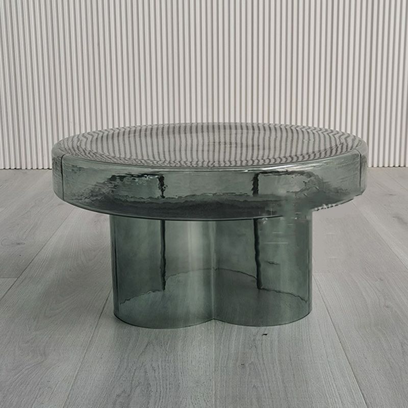 Contemporary Round Glass Coffee Table Pedestal Cocktail Table