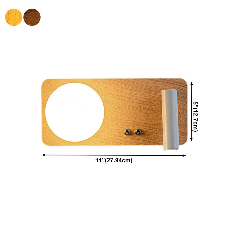 2 Lights Geometric Wall Light Modern Style Wood Wall Mount Light Fixture