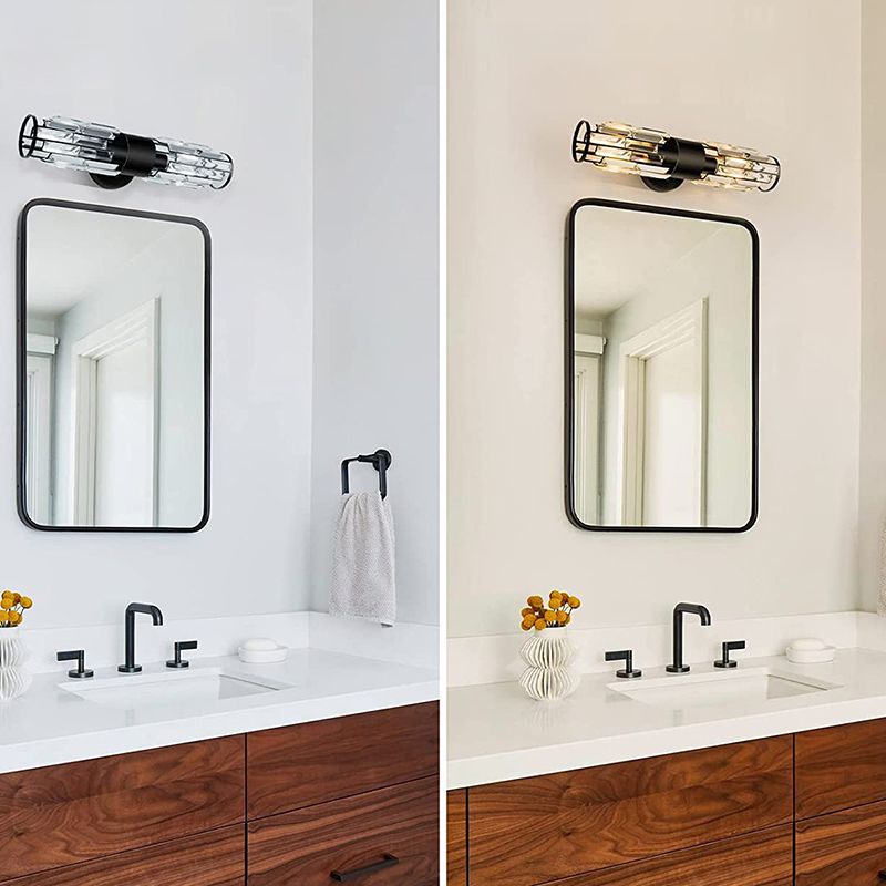 Crystal Modern Bath Sconce Cylinder 2 - Light Bathroom Vanity Lighting