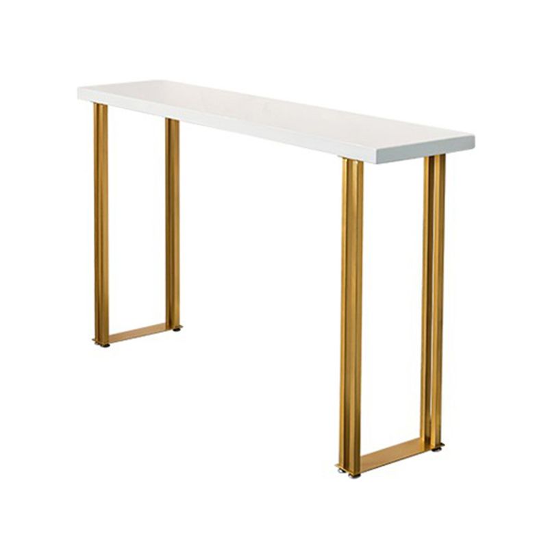 Comedor rectángulo de madera superior mesa de mostrador patas doradas mesa de bar de estilo glam